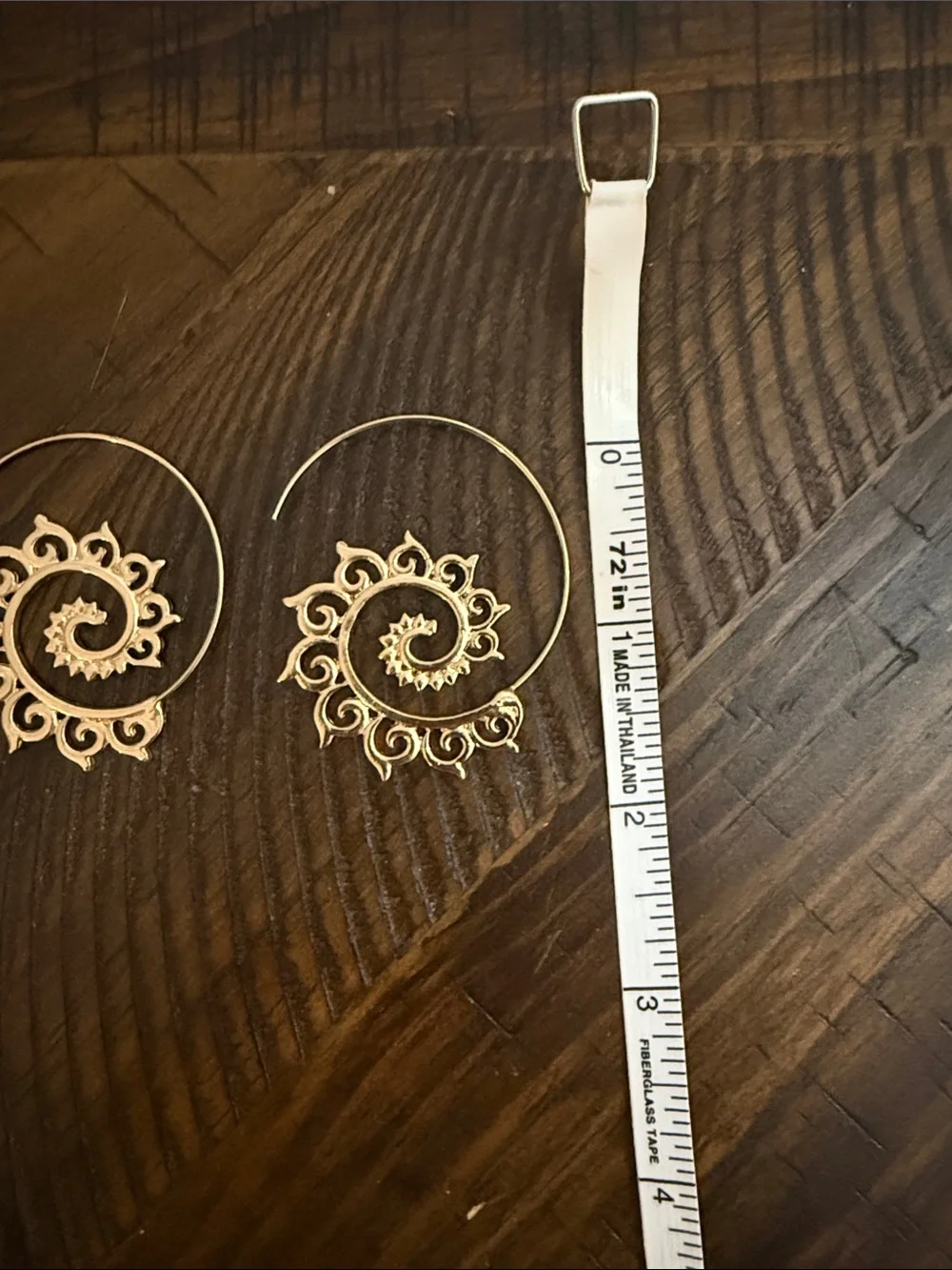 Gold Spiral Filigree Hoop Earrings - Women Jewelry - Picture 2 of 3